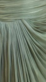 Sage Draped Overlay Slit One-Shoulder Maxi Dress