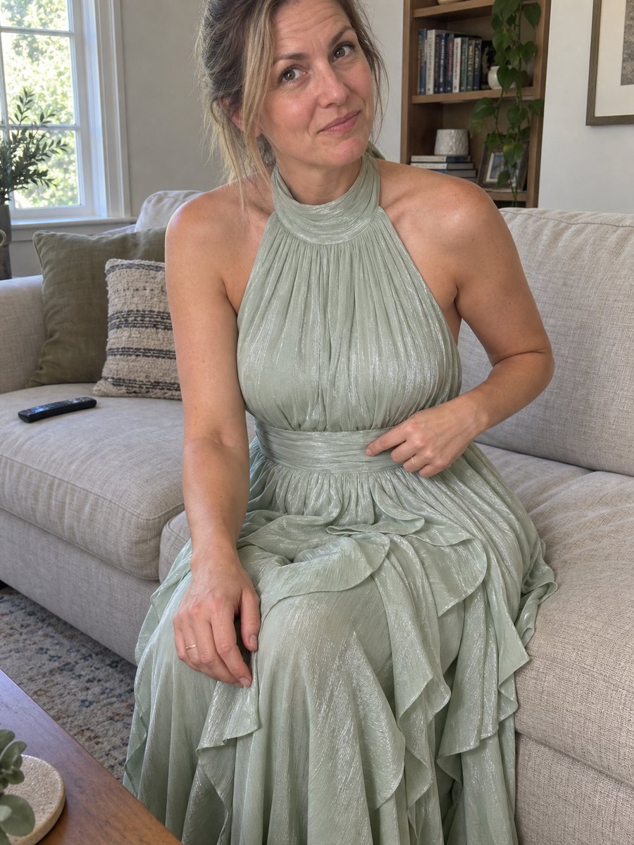 Κάντε κλικ για προβολή σε πλήρη οθόνη TH03108 sage maxi dress review image